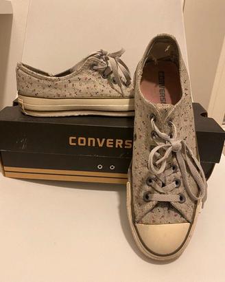 Converse All Star o sneakers grigio con fiori, 40