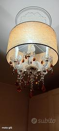 lampadario a 6 luci con paralume in tessuto 