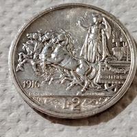 MONETA ARGENTO D'EPOCA 2 LIRE 1916