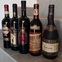 5 bottiglie di vino pregiate d 'epoca 