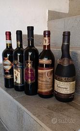 5 bottiglie di vino pregiate d 'epoca 