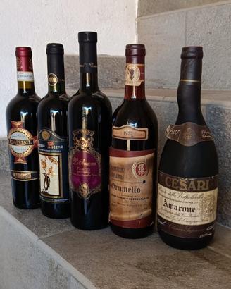 5 bottiglie di vino pregiate d 'epoca 