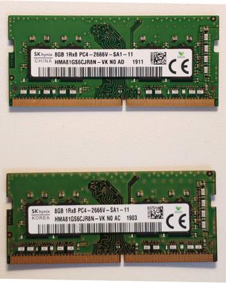 2x8GB Ram Hynix DDR4 PC4-2666V Sodimm (tot.16GB)