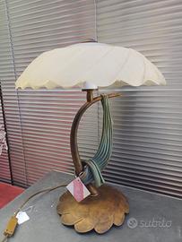 lampada da tavolo vetro scavo avorio con base  