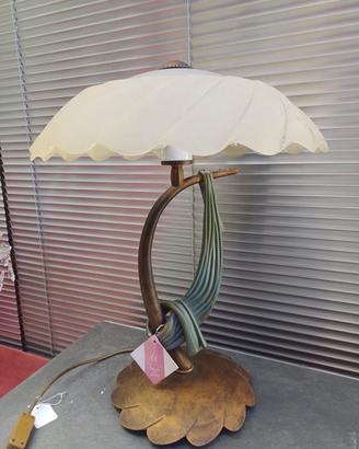 lampada da tavolo vetro scavo avorio con base  