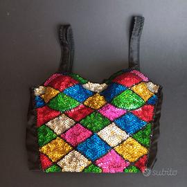 Top Bustier a Paillettes Multicolore / Harlequin S