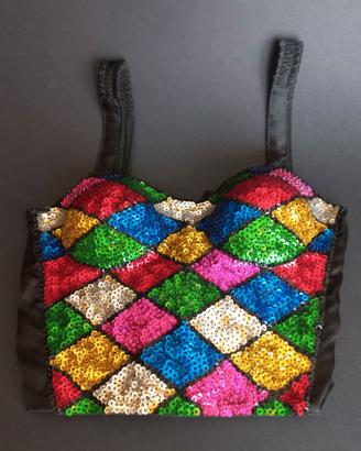 Top Bustier a Paillettes Multicolore / Harlequin S