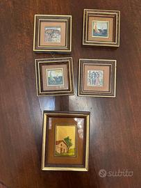 Cinque miniature 4 su argento 1 su foglia oro