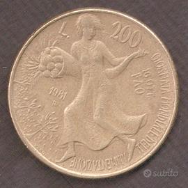 Moneta 200 Lire Giornata dell'Alimentazione 1981