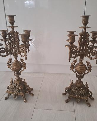 Coppia di candelabri antichi in Bronzo 43cm 