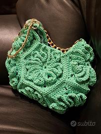 Borsa uncinetto estiva colore verde