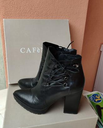 Tronchetti cafè noir, n.39 neri, vera pelle, tacco