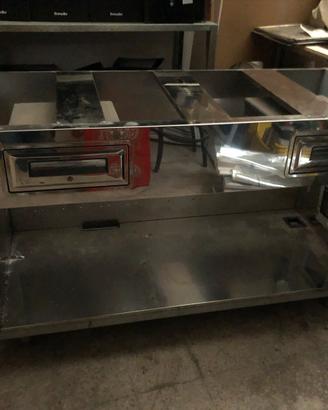 Bancone in acciaio inox con cassetti