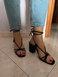 Sandalo basso nero camoscio