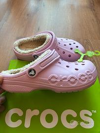 ciabatte crocs rosa invernali con pelo originali