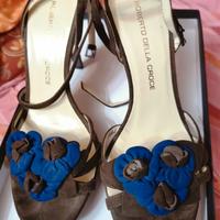 Sandali camoscio t.moro/blu Roberto della croce