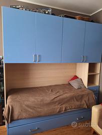 CAMERETTA BLU DUE PEZZI LETTO E ARMADIO