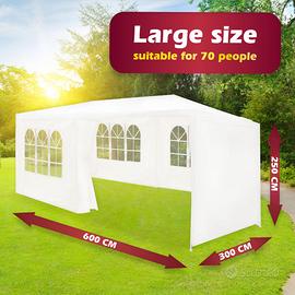 GAZEBO 6x3 nuovo, confezione compatta SALVASPAZIO