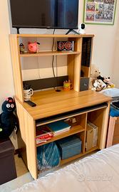 Scrivania Porta PC in Legno Libreria, Ripiano Estr
