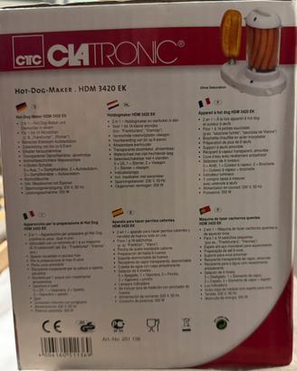 Clatronic Hot Dog Maker HDM 3420 EK Bianco