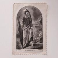 S. CIPRIANO santino antico, bordi traforati 1898