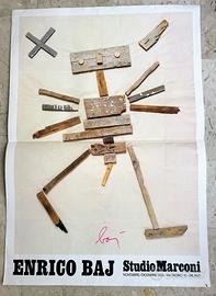 Manifesto autografato dal pittore Enrico Baj