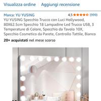 specchio trucco con luci led