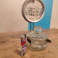 LUME A OLIO Antico in VETRO Lavorato con RIFLETTOR