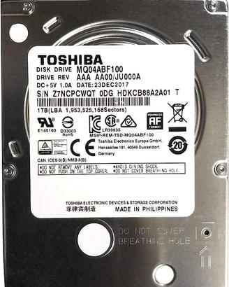 Toshiba MQ04ABF100, 2.5", 1000 GB, 5400 RPM #6610