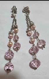 orecchini argento, cristalli e perle