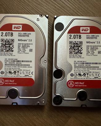 2 Hard Disk 3.5" WD Red 2TB SATA WD20EFRX NAS PC