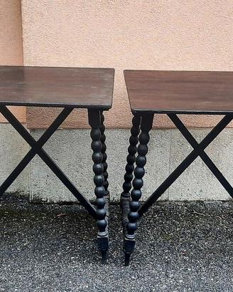 Coppia di tavolini antichi ebanizzati