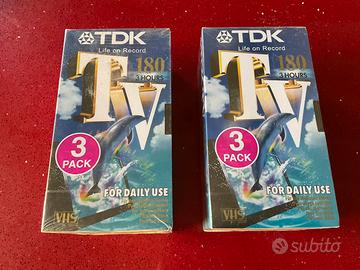 Lotto 6 cassette VHS TDK-180 confezione originale