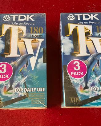Lotto 6 cassette VHS TDK-180 confezione originale