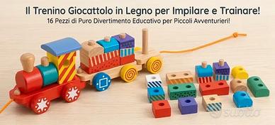 Trenino in Legno con Blocchi Incastrabili