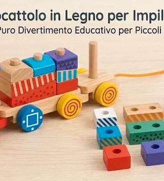 Trenino in Legno con Blocchi Incastrabili