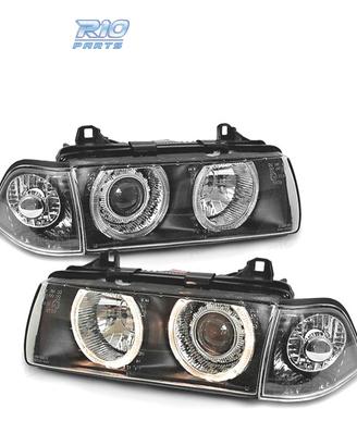 FARI BMW E36 90-99 ANGEL EYES FONDO NERO H7