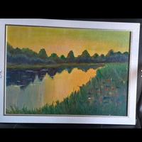 Olio su tela "Serata d'estate" 25x35 +cornice