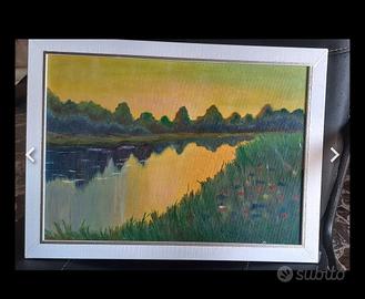 Olio su tela "Serata d'estate" 25x35 +cornice
