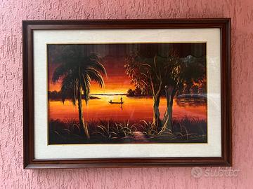 Quadro tramonto con cornice