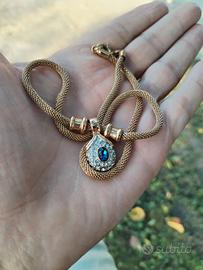  vintage dorata con pendente blu (Bigiotteria)