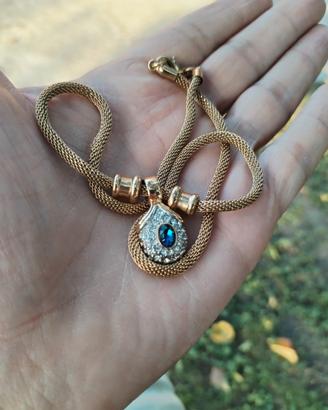  vintage dorata con pendente blu (Bigiotteria)