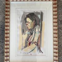 Cornice dipinto a olio anni ‘70 figura di donna