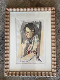 Cornice dipinto a olio anni ‘70 figura di donna