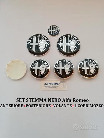 Kit Stemma + coprimozzo 60 mm Nero Alfa Romeo