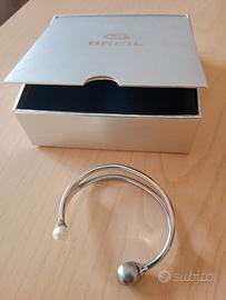 Bracciale rigido bangle acciaio con perle Breil