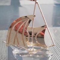 Veliero in cristallo e argento 