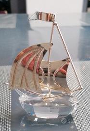 Veliero in cristallo e argento 
