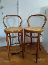 sgabelli legno e paglia