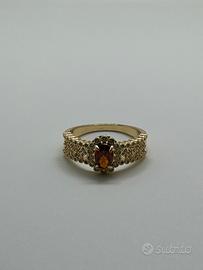 Anello Donna placcato in oro con zircone rosso